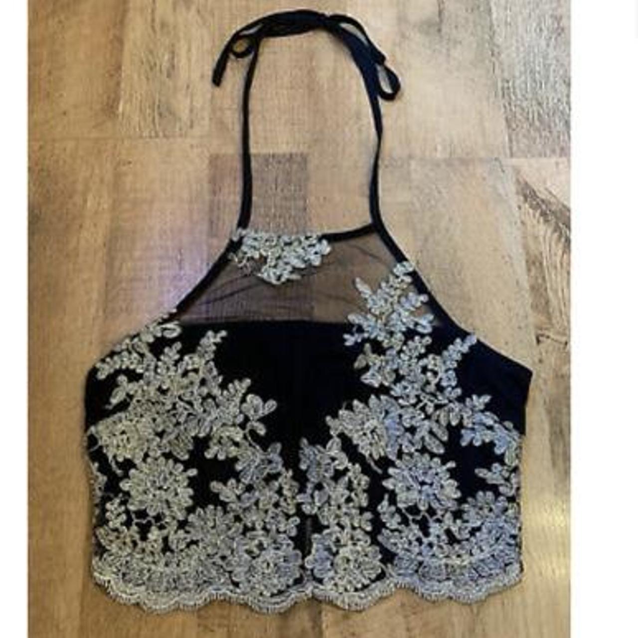 QUIZ Black Lace Crop Top