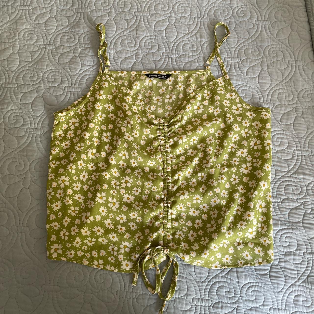 Light green floral tank top from SHEIN size M (can... Depop