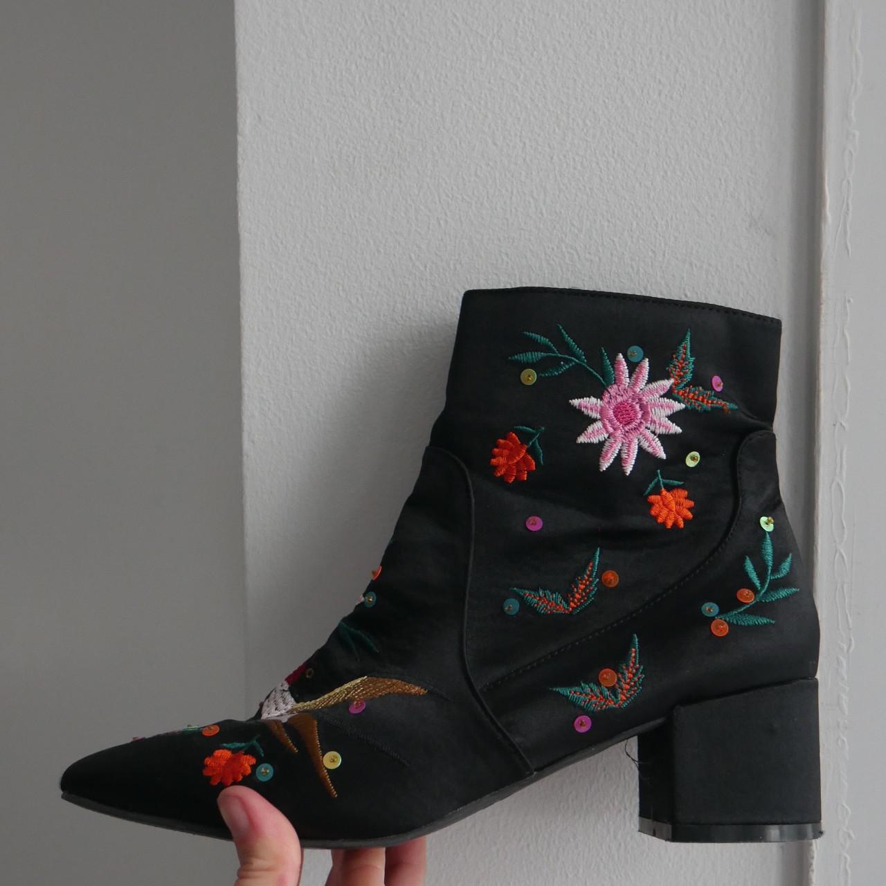 Embroidered Boots Patterned Ankle Boots Edition Floral Embroidered  Ankle-Length Boots