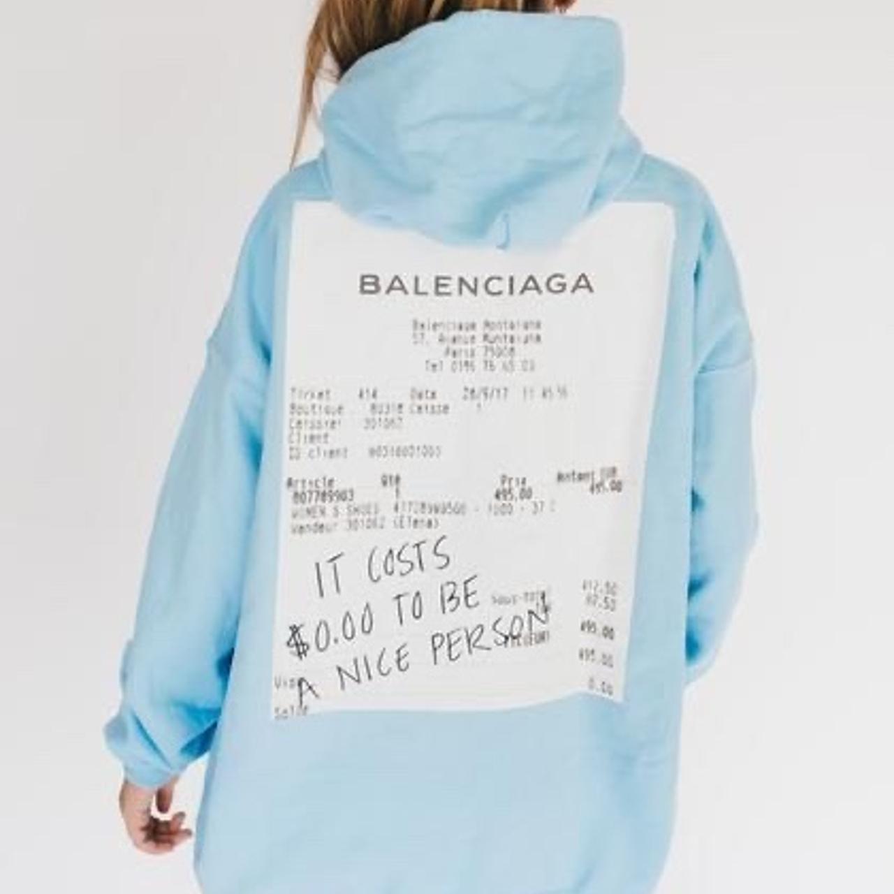 balenciaga it costs $0 to be a nice person hoodie