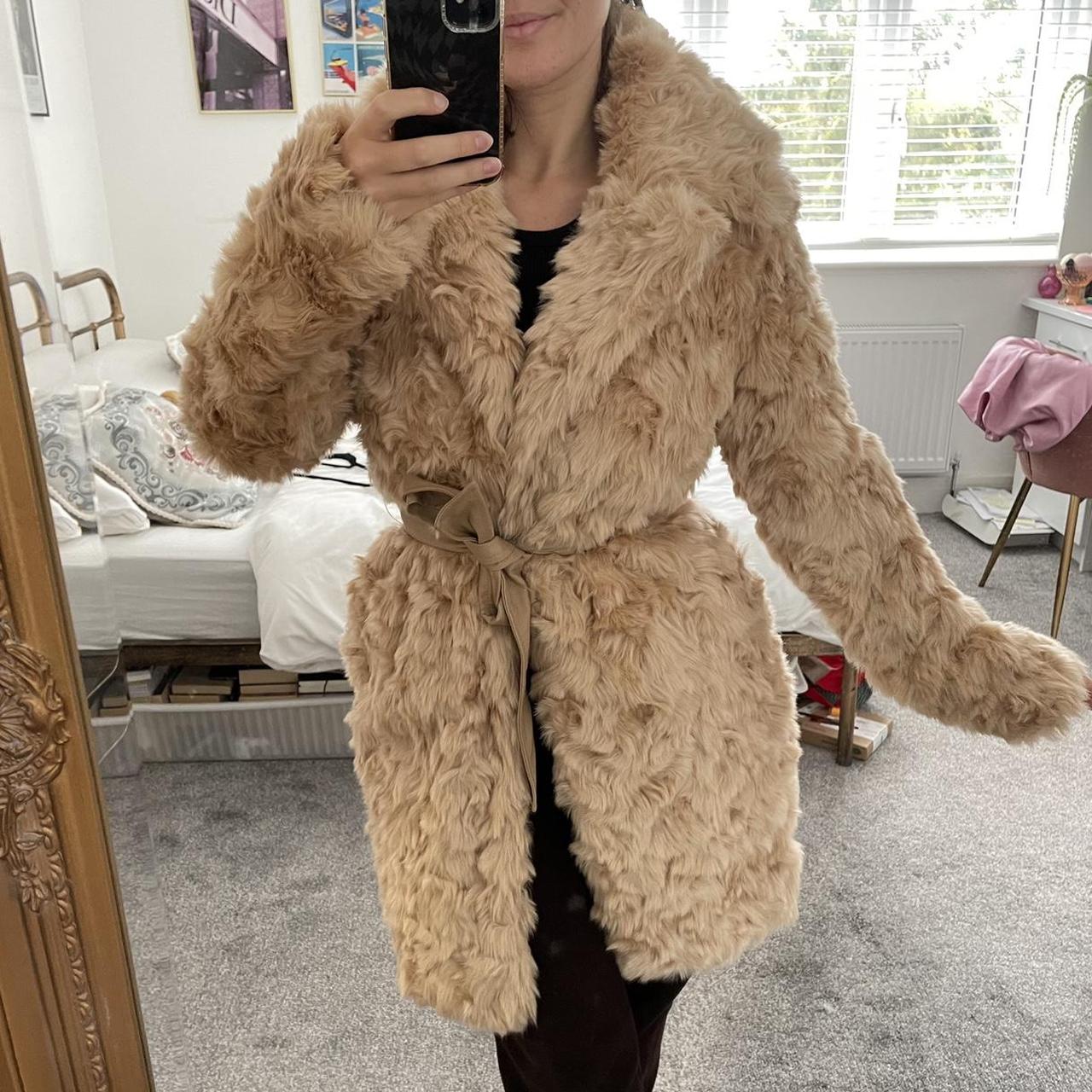 MISSGUIDED ROSE FAUX FUR COAT Size UK 8,