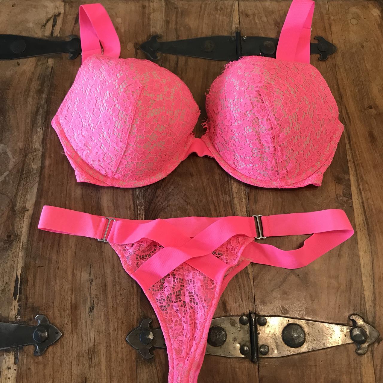 Victoria's secrets pink bra and knickers panties set - Depop