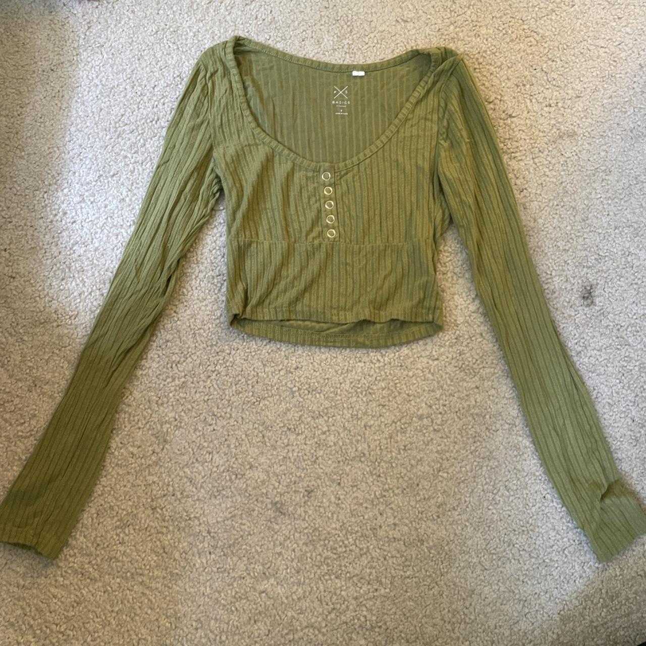 green pacsun long sleeve crop top size small Depop