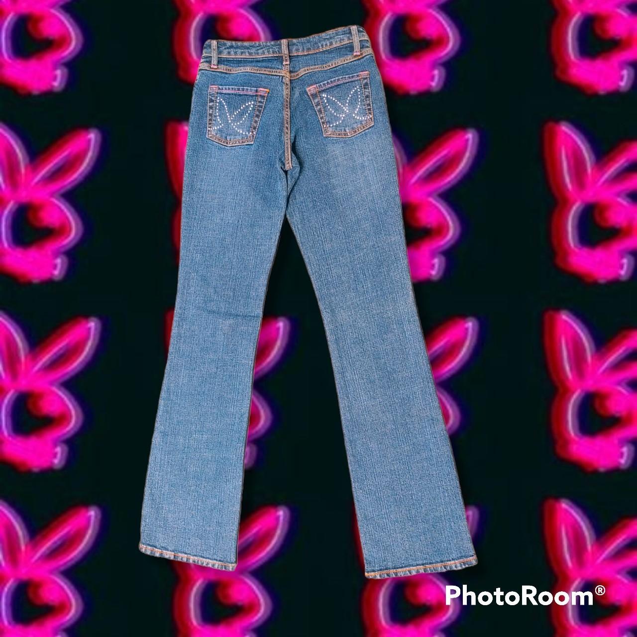Playboy Women's Pink and Blue Jeans Depop