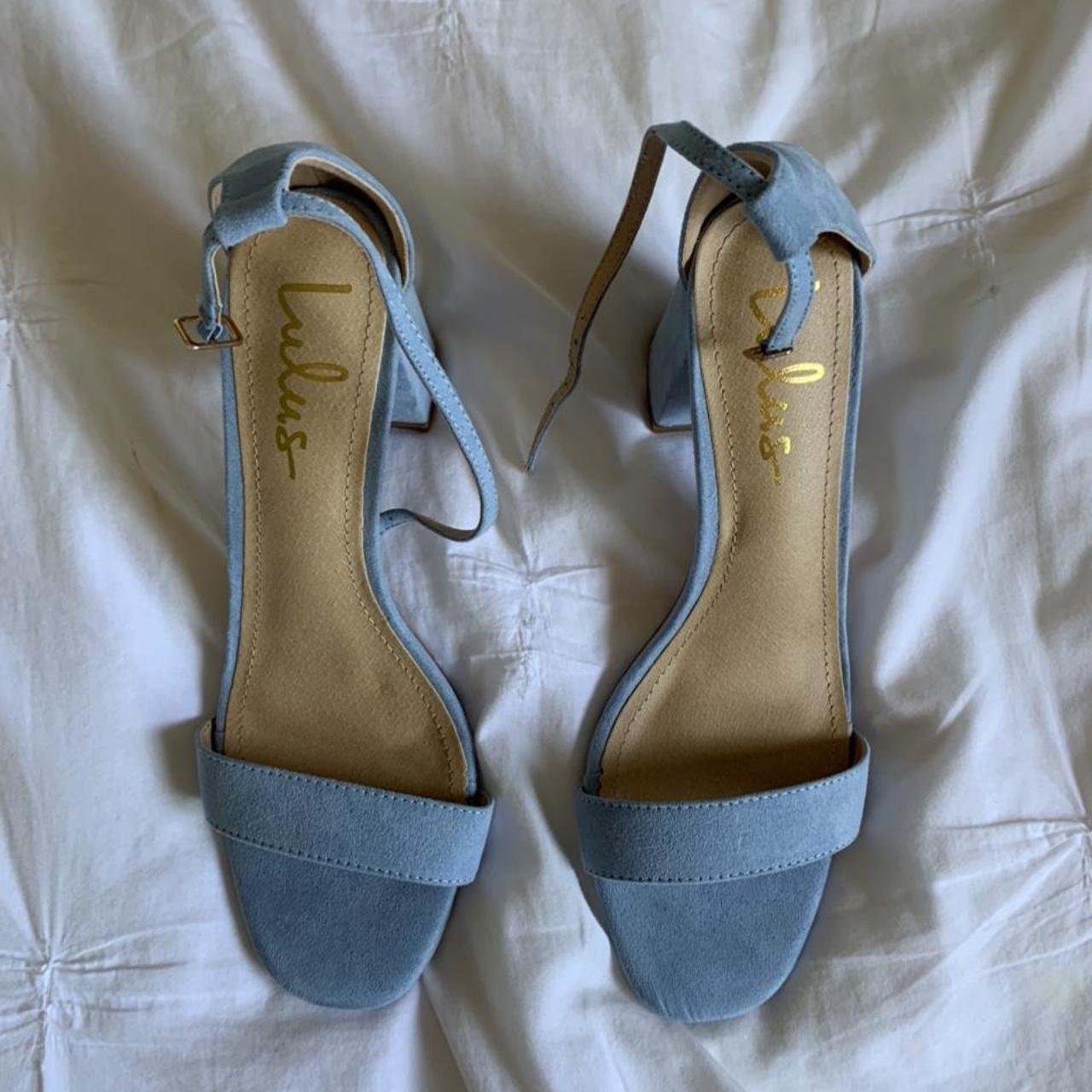 Lulus light baby blue block heels. super cute and... - Depop