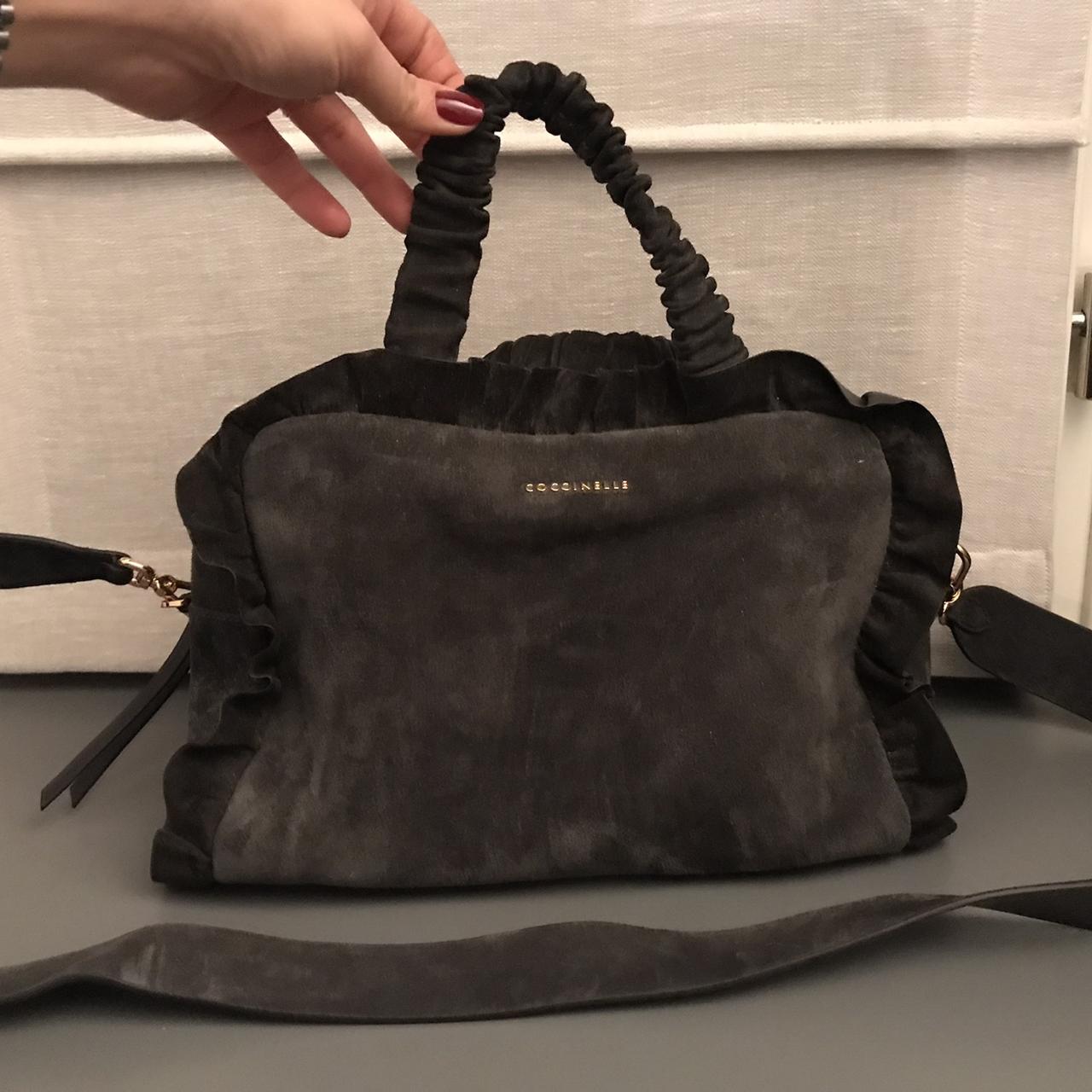 Borsa a tracolla in camoscio grigia COCCINELLE Mai Depop