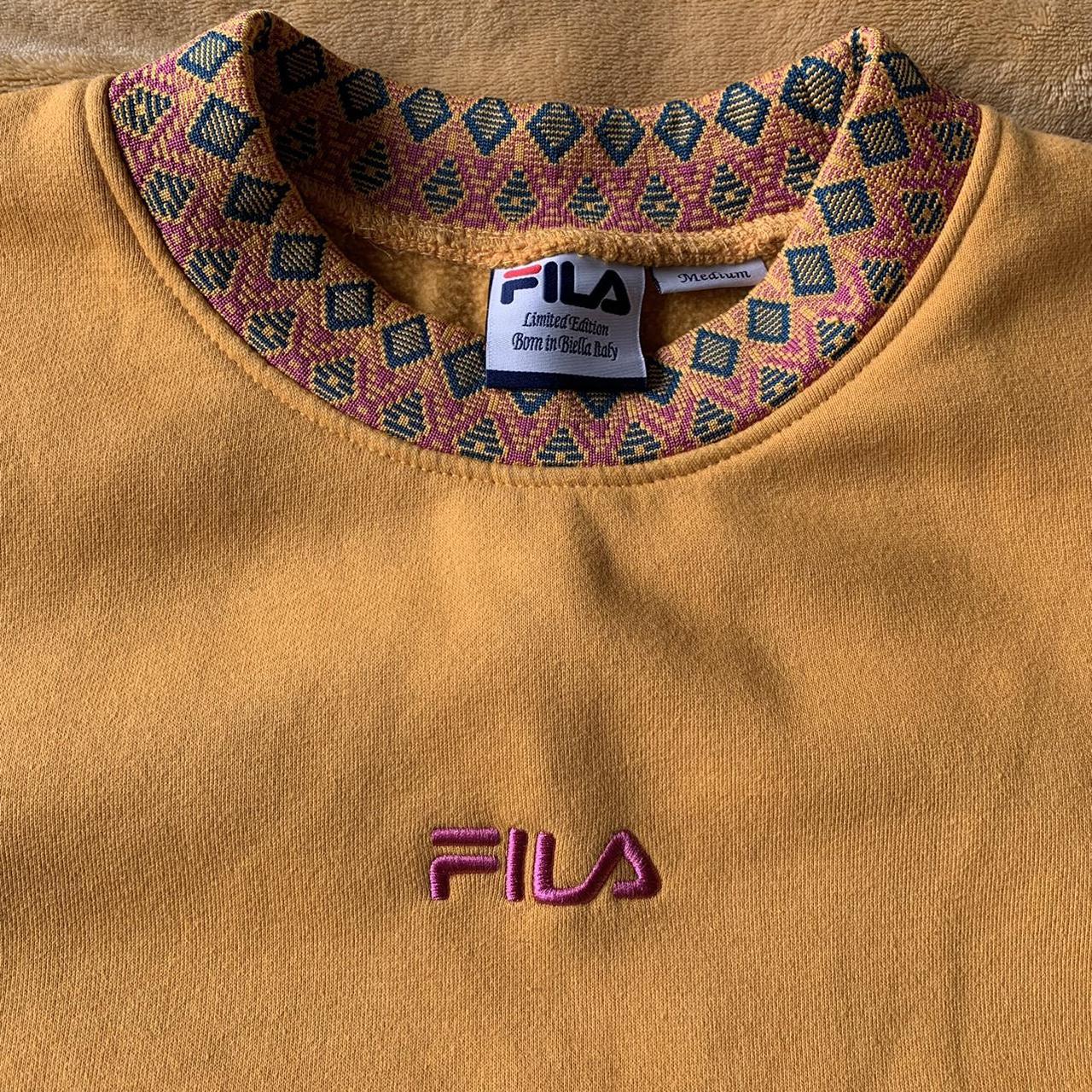 Vintage Yellow FILA Limited Edition Sweatshirt... - Depop