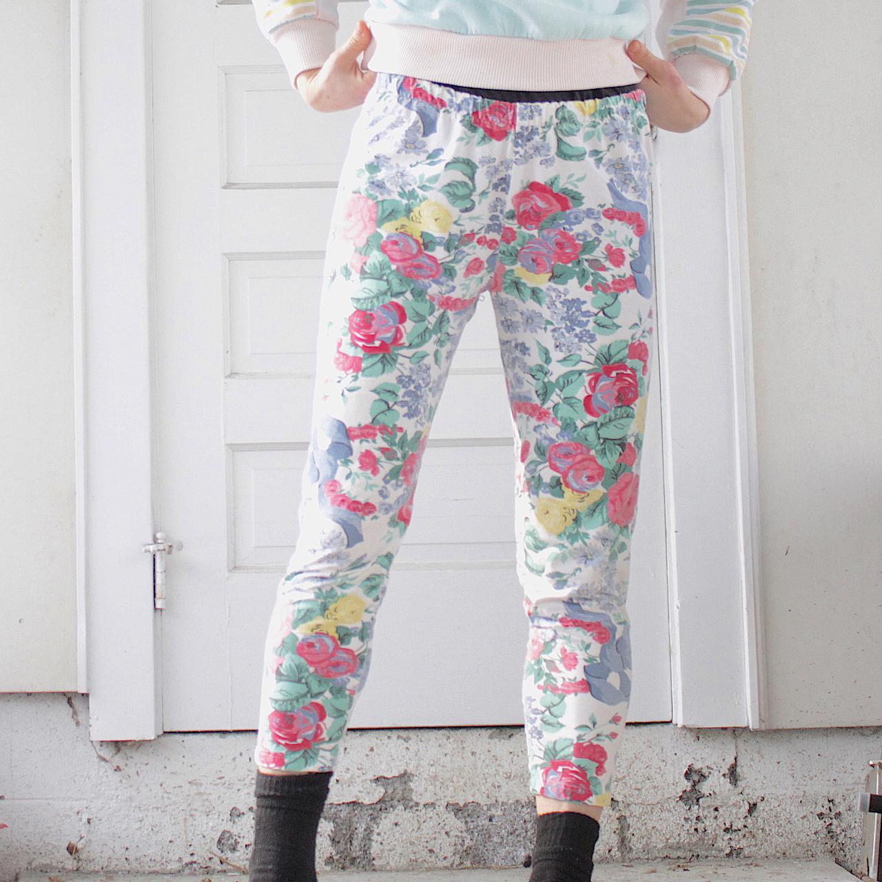 80's Floral Leggings with Skirt