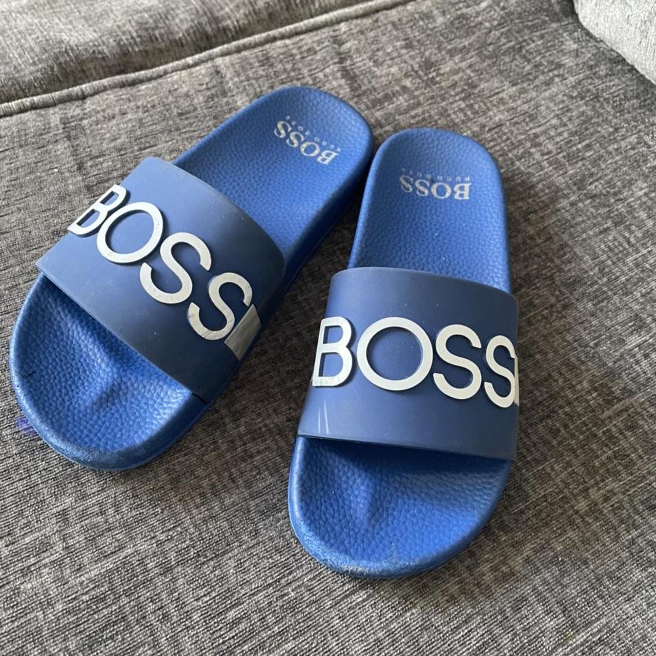 mens black hugo boss sliders