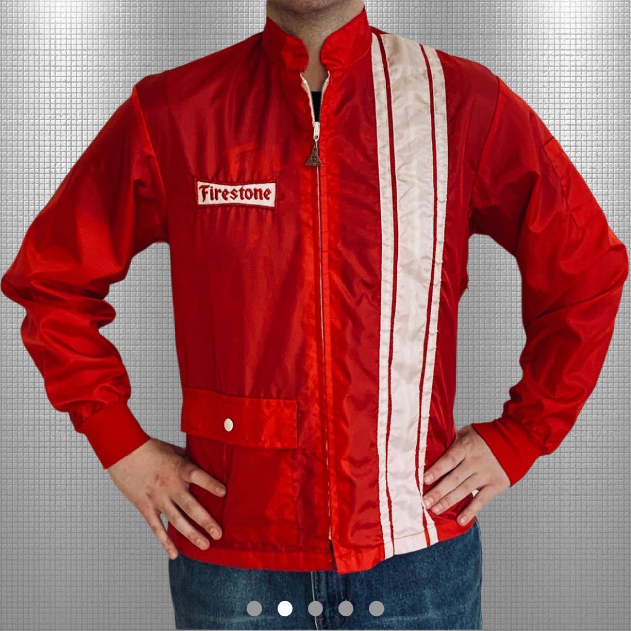 vintage 70s Firestone zip up windbreaker -one snap | Depop
