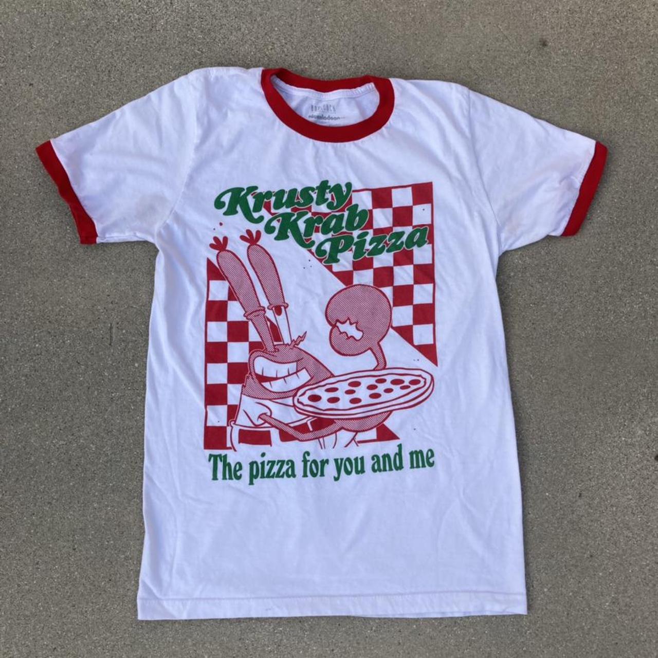 Krusty Krab Pizza shirt 🍕 size men’s small. Can fit... - Depop