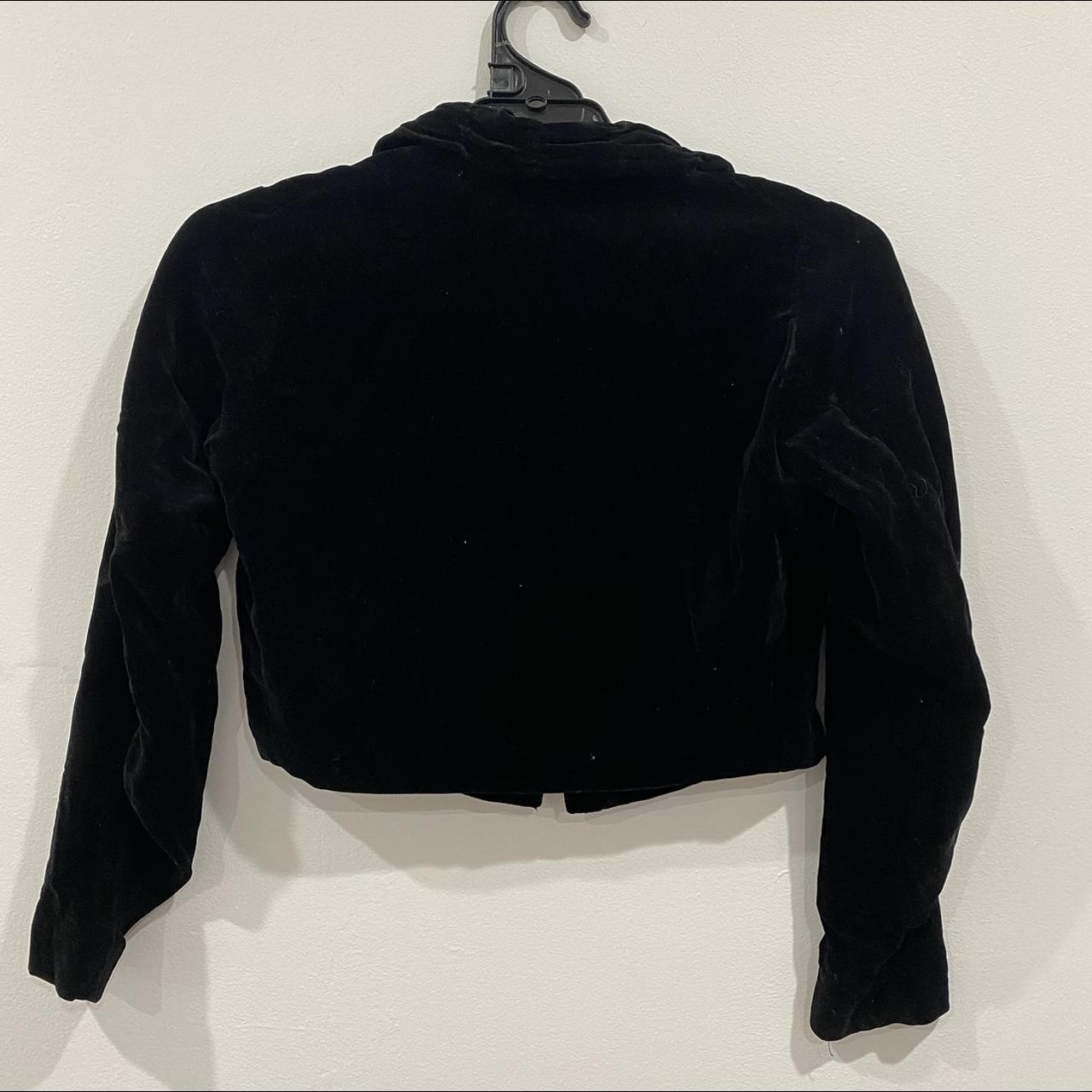 Vintage black velvet crop jacket Size S Handmade,... - Depop