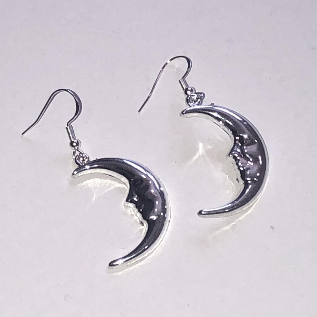 handmade silver moon earrings! cute with any outfit!... - Depop