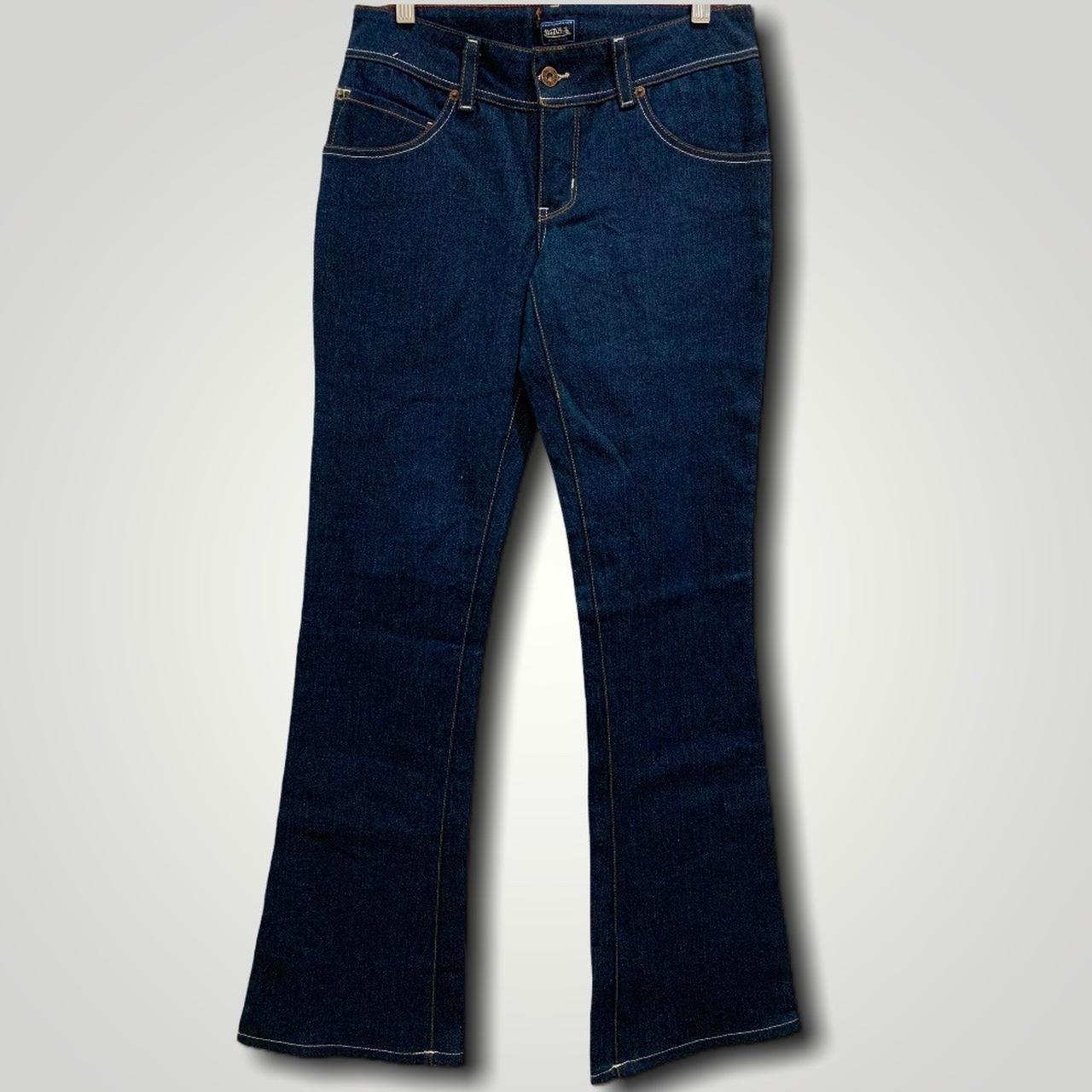 Dark wash Von Dutch low rise flare jeans depop... Depop