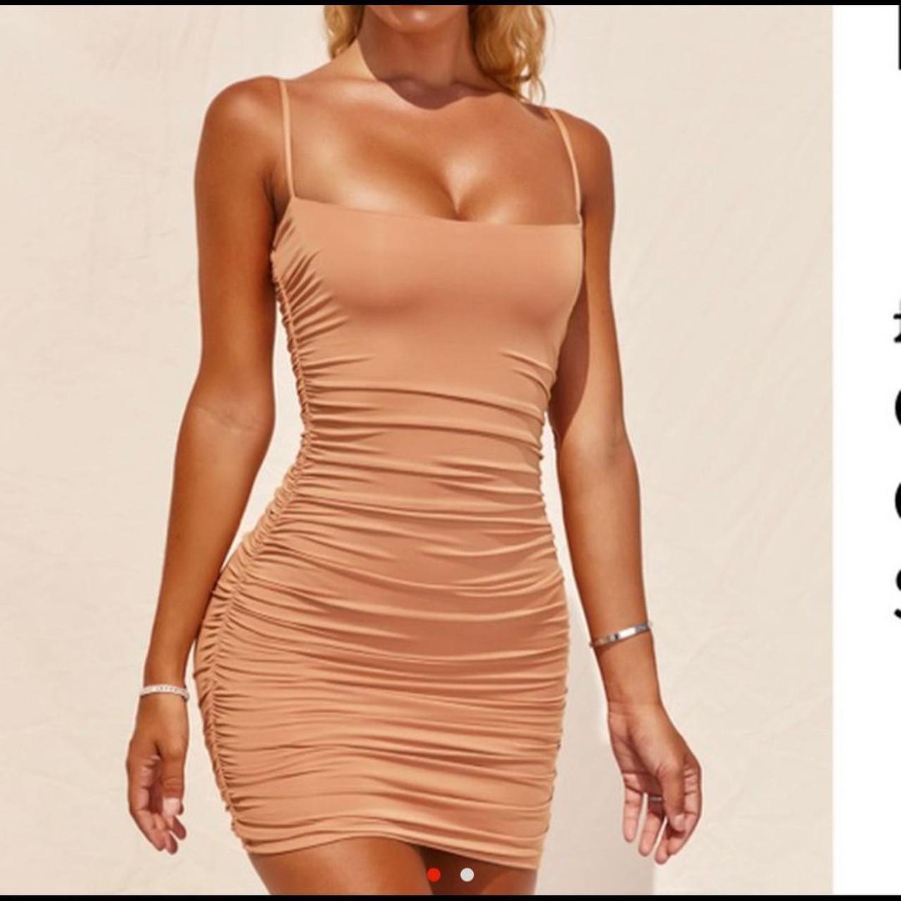 Oh Polly Honey Nude Bodycon Dress Only Worn Once So Depop