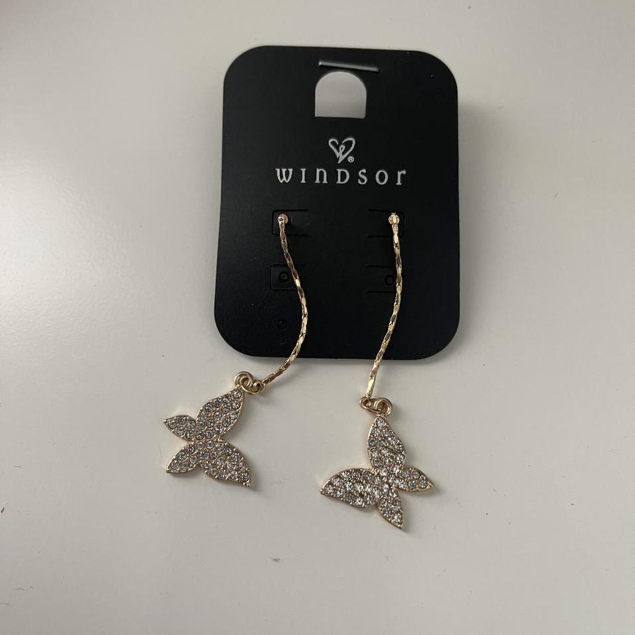 NWT Windsor Gold Butterfly Dangling Earrings Prices... Depop