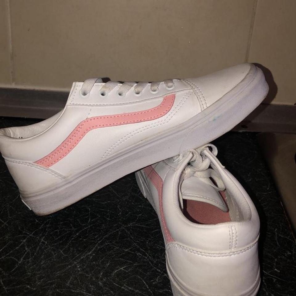 white vans with pink stripe