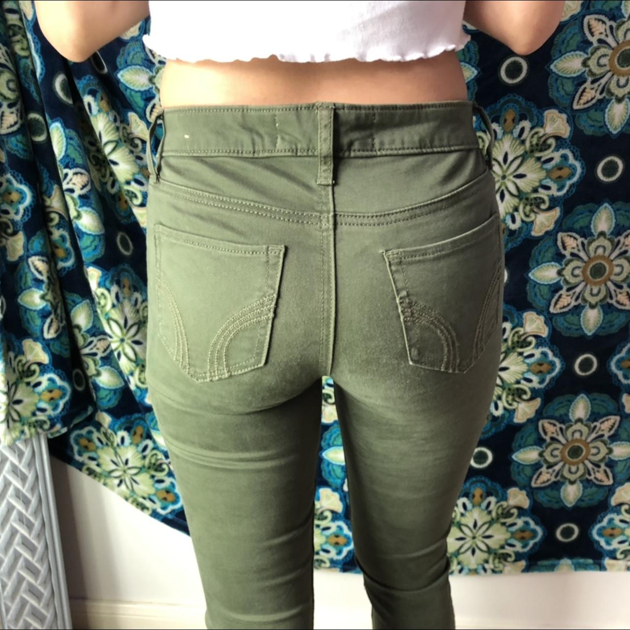 Super skinny low rise Worn once Size 1R Olive green - Depop