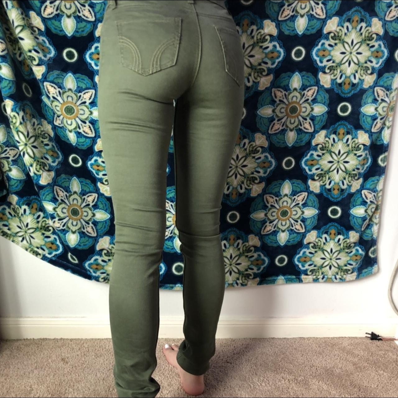 Super skinny low rise Worn once Size 1R Olive green - Depop