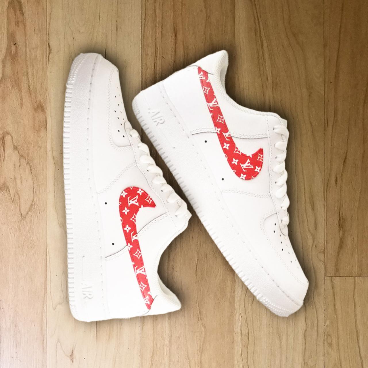 Nike Air Force 1 with Louis Vuitton fabric Size 9.5 - Depop