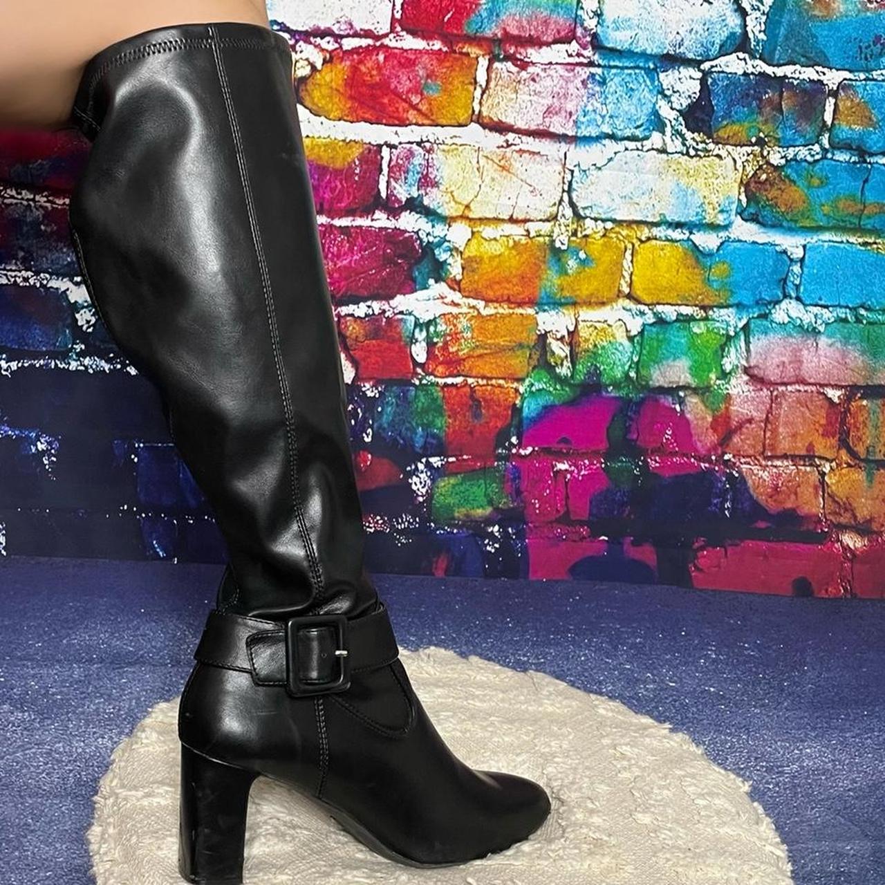 90s black knee high boots