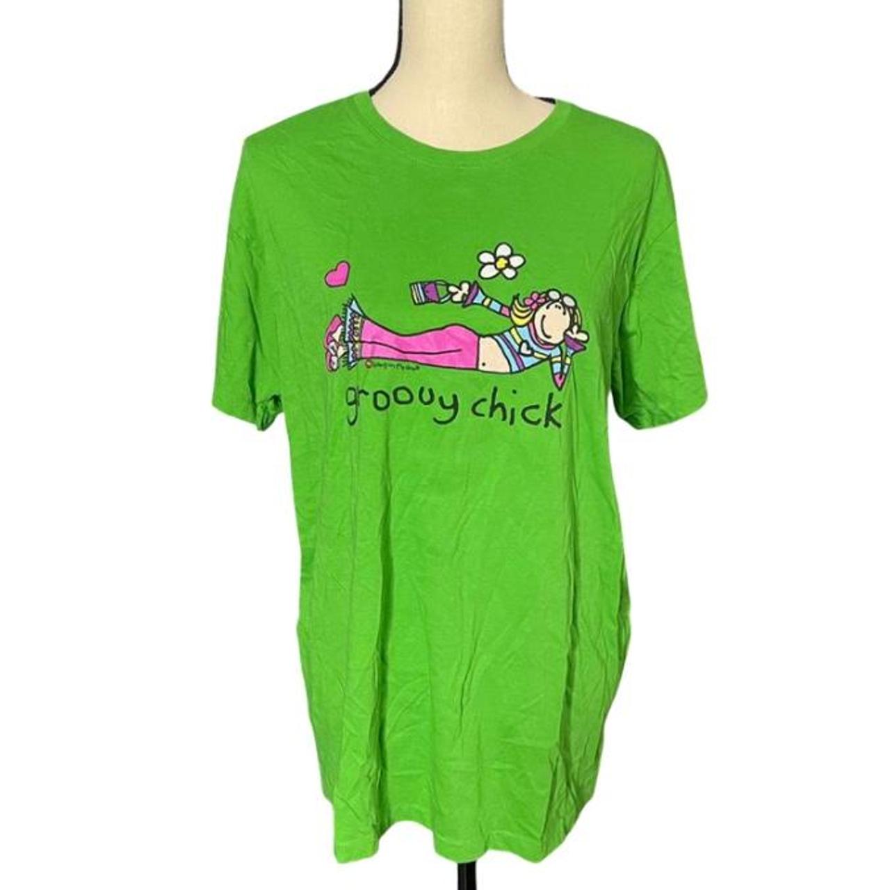 Daisy Street Women's Green and Pink T-shirt