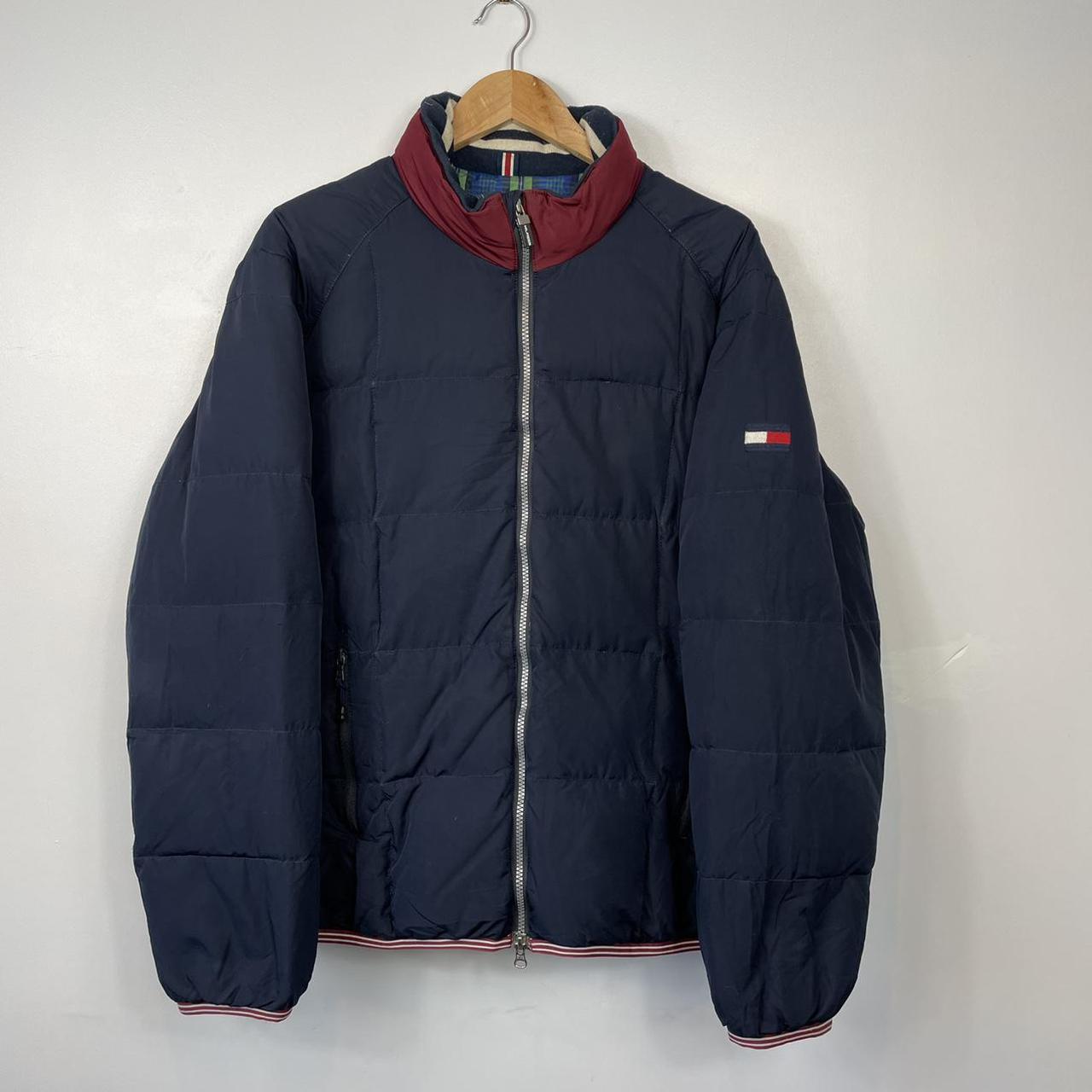 Tommy Hilfiger Navy Down Puffer Jacket/Coat, Neck... - Depop