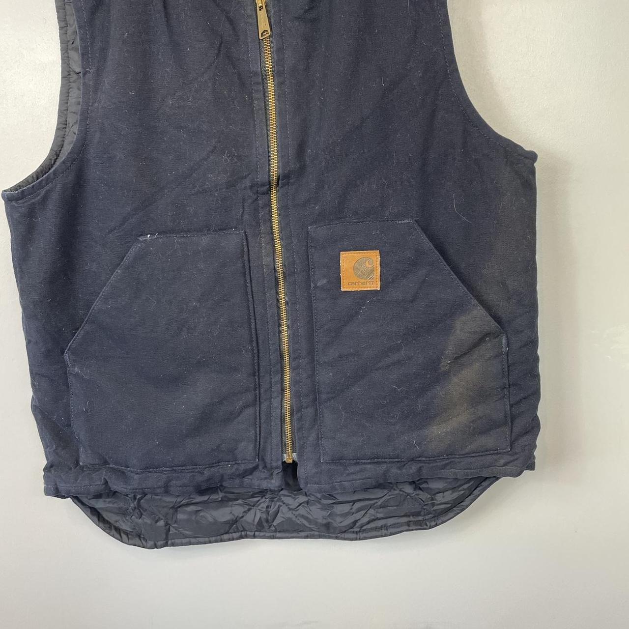 Vintage Carhartt Navy Gilet Vest Jacket, Mens... - Depop