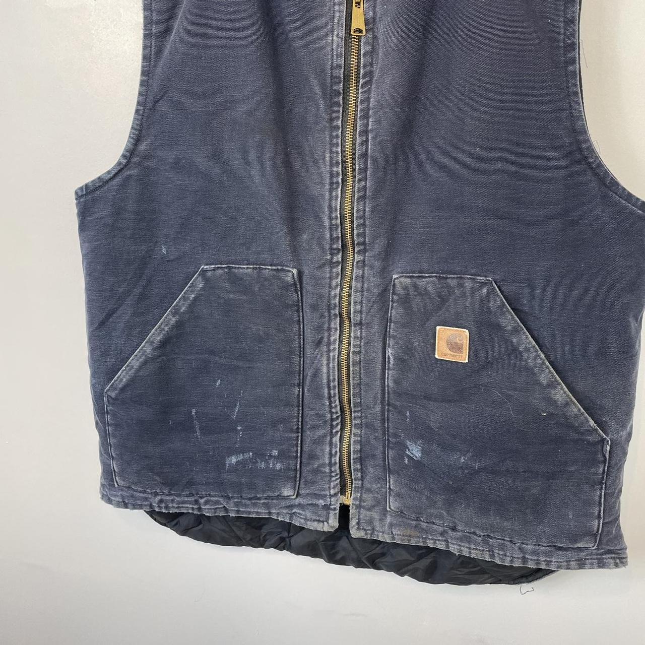 Vintage Carhartt Navy Gilet Vest Jacket, Mens Large,... - Depop