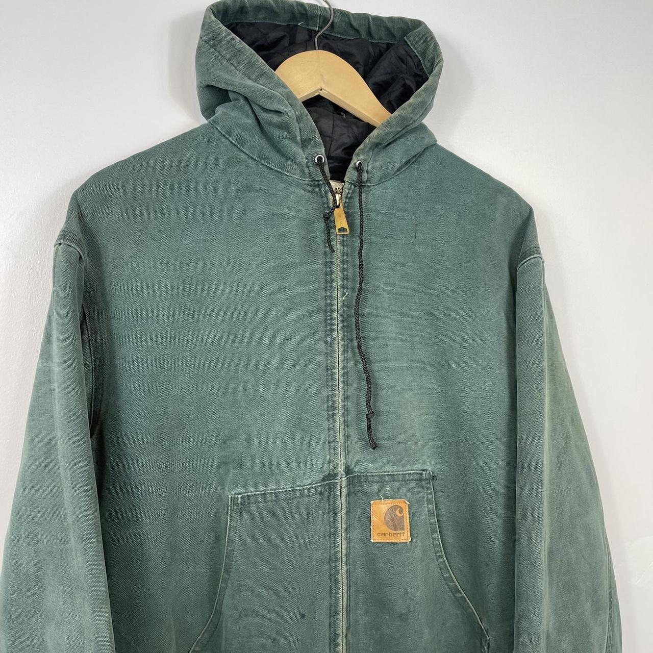 Vintage Carhartt Jacket, Faded Green, Union Made in... - Depop