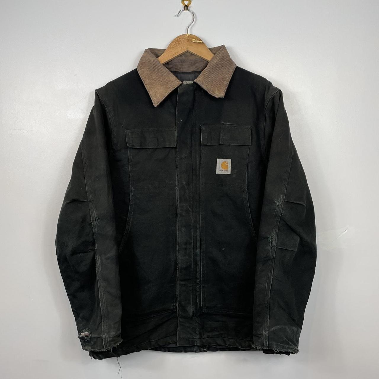 Vintage Carhartt Jacket, Black, Cord Collar, Mens... - Depop