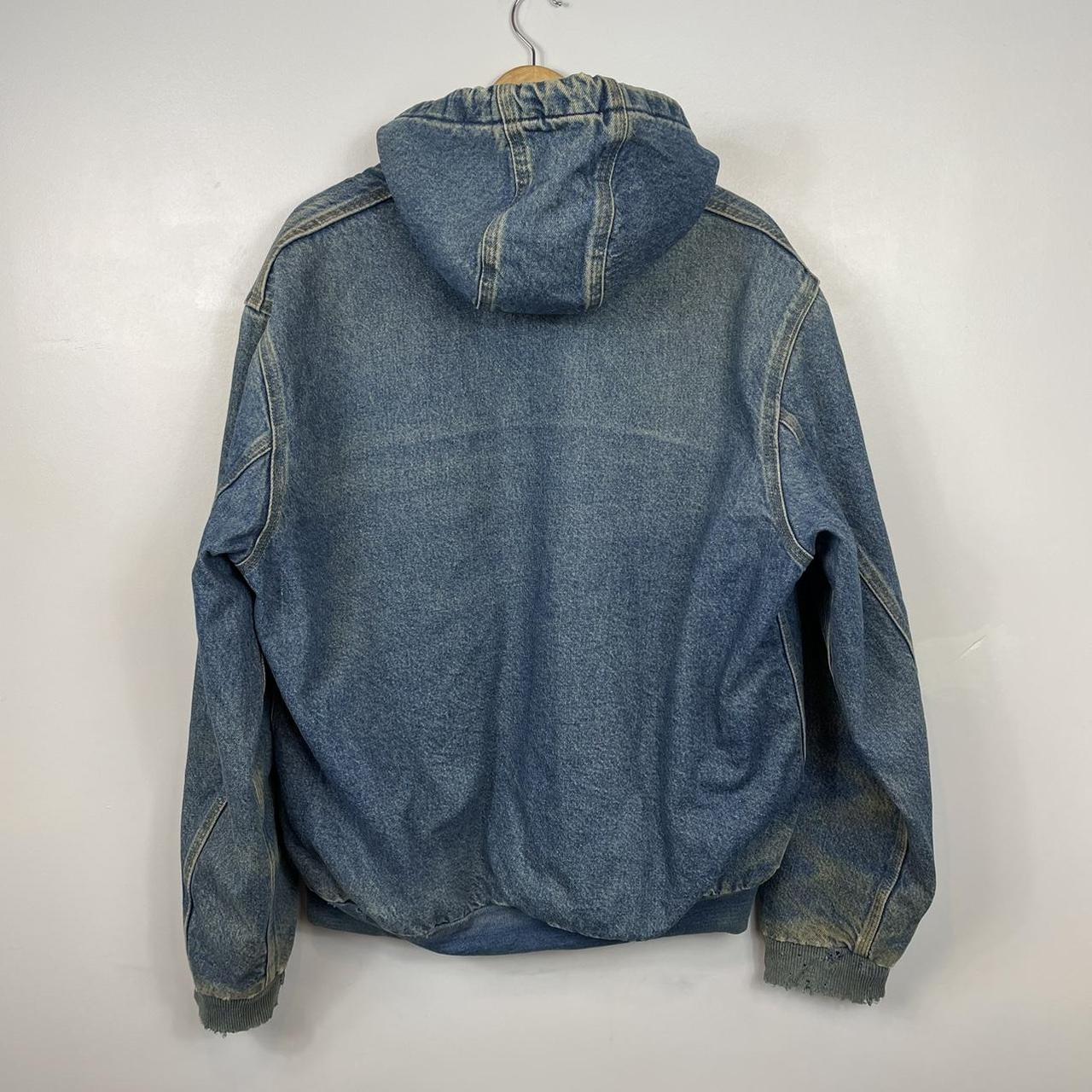 Vintage Carhartt Jacket, Denim, Hooded, Mens... - Depop