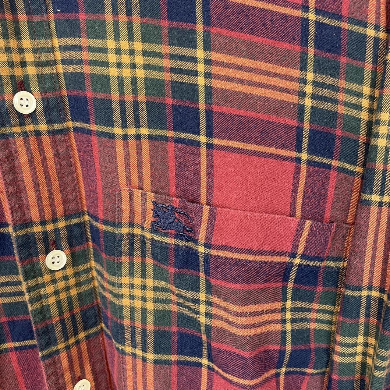 Thomas Burberry Flannel Shirt, Red/Multicoloured,... - Depop