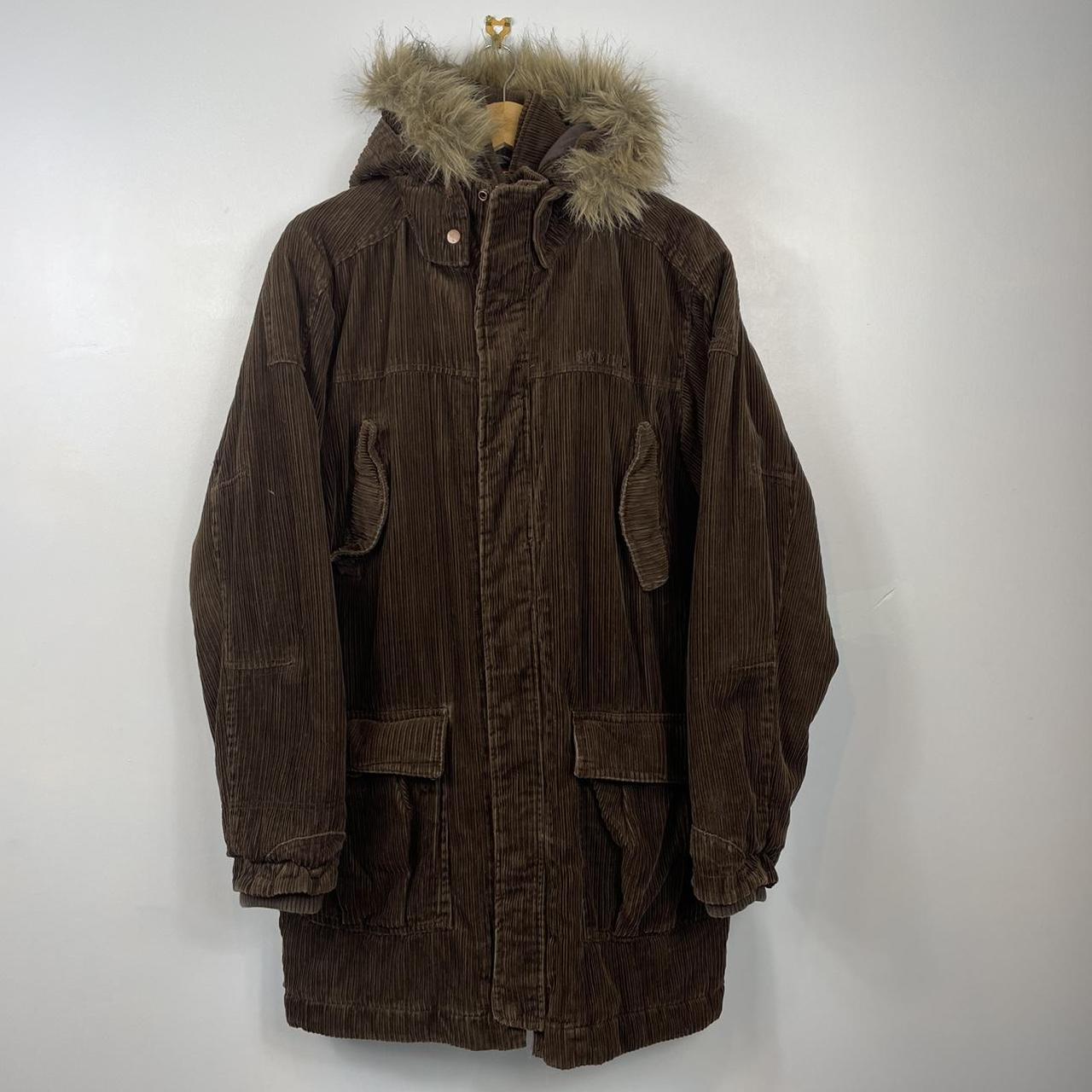Vintage Y2K O’Neill Cord Parka Jacket/Coat, Brown, - Depop