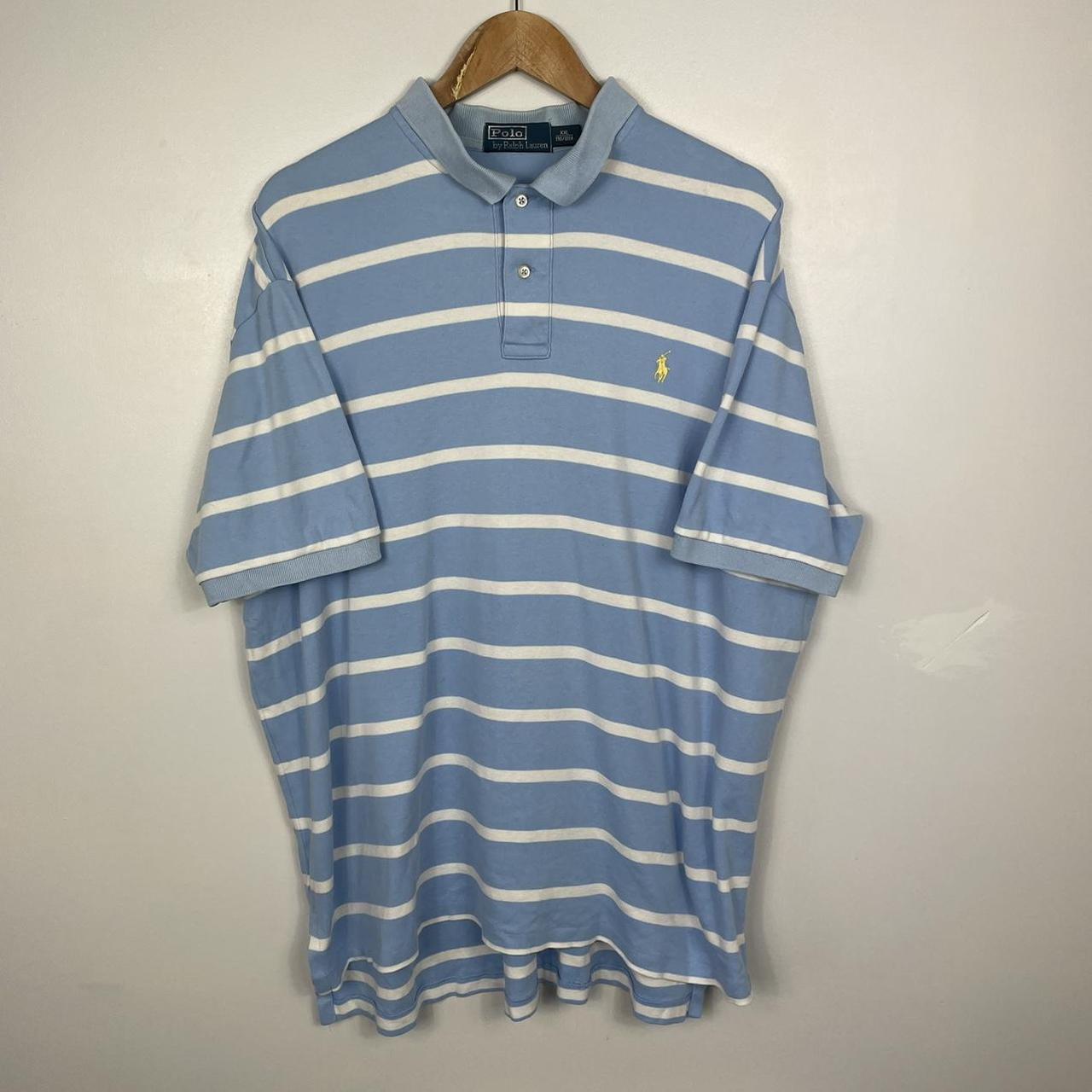 Polo Ralph Lauren Striped Jersey Polo Shirt, Blue... - Depop