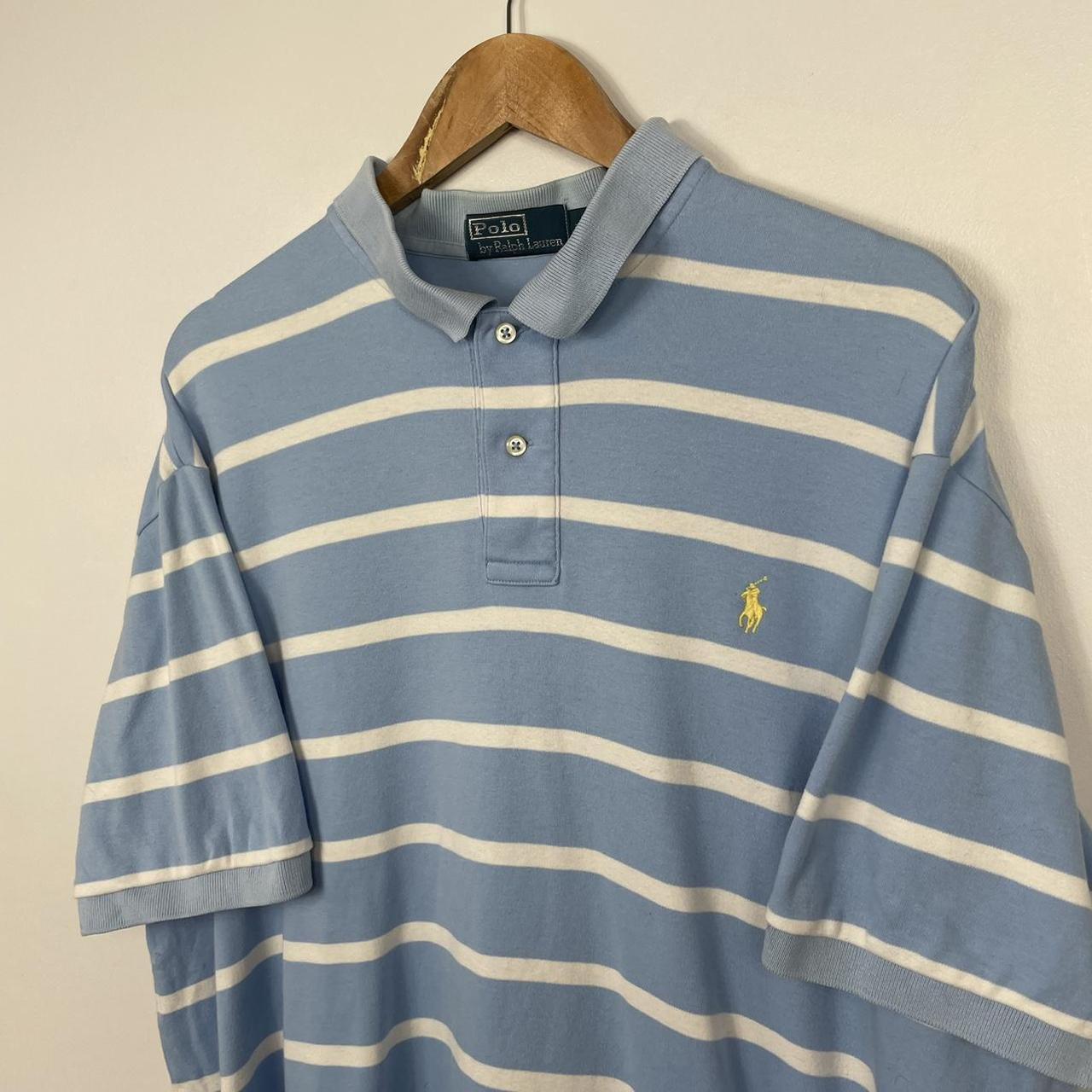 Polo Ralph Lauren Striped Jersey Polo Shirt, Blue... - Depop