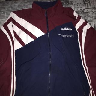 burgundy and white adidas jacket