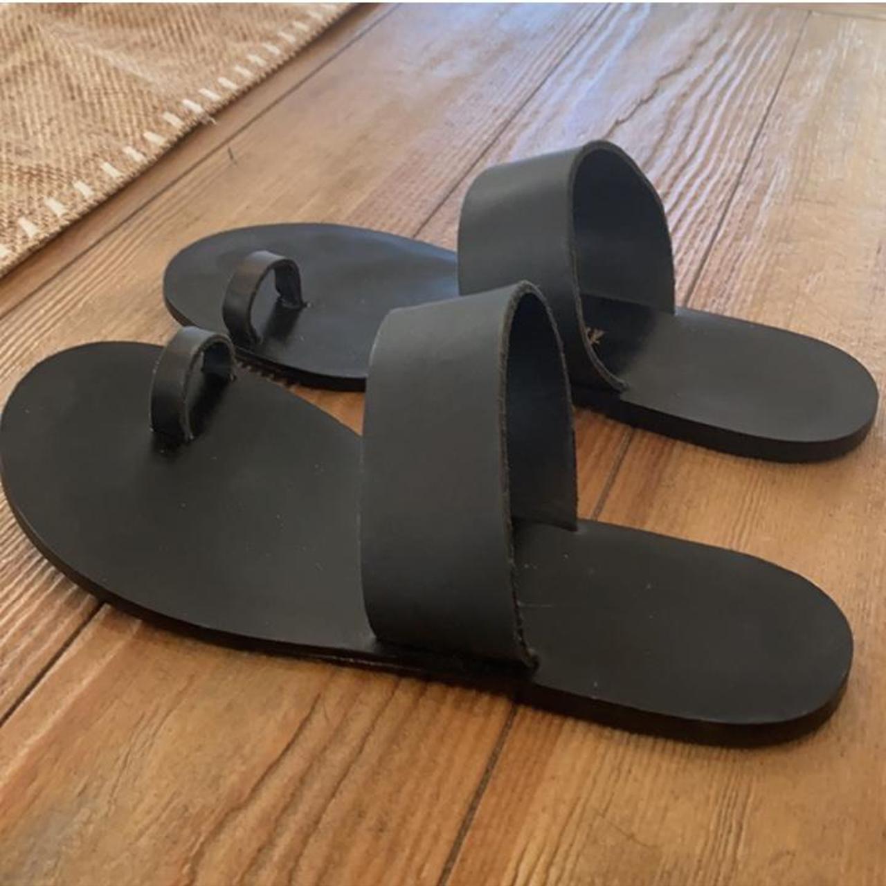 TKEES Dem leather sandal in black size 7. Zara for Depop