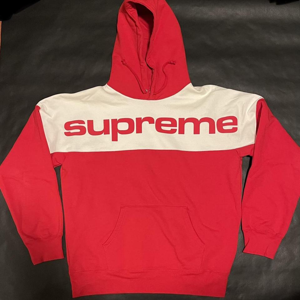 supreme blocked hoodie red