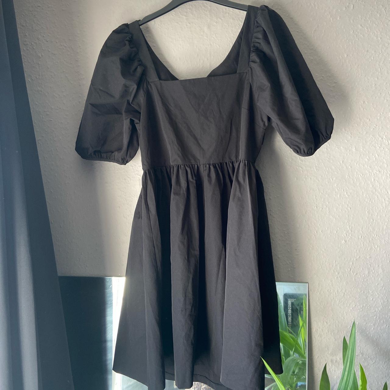 H&M trend black mini dress with tie back worn once... - Depop