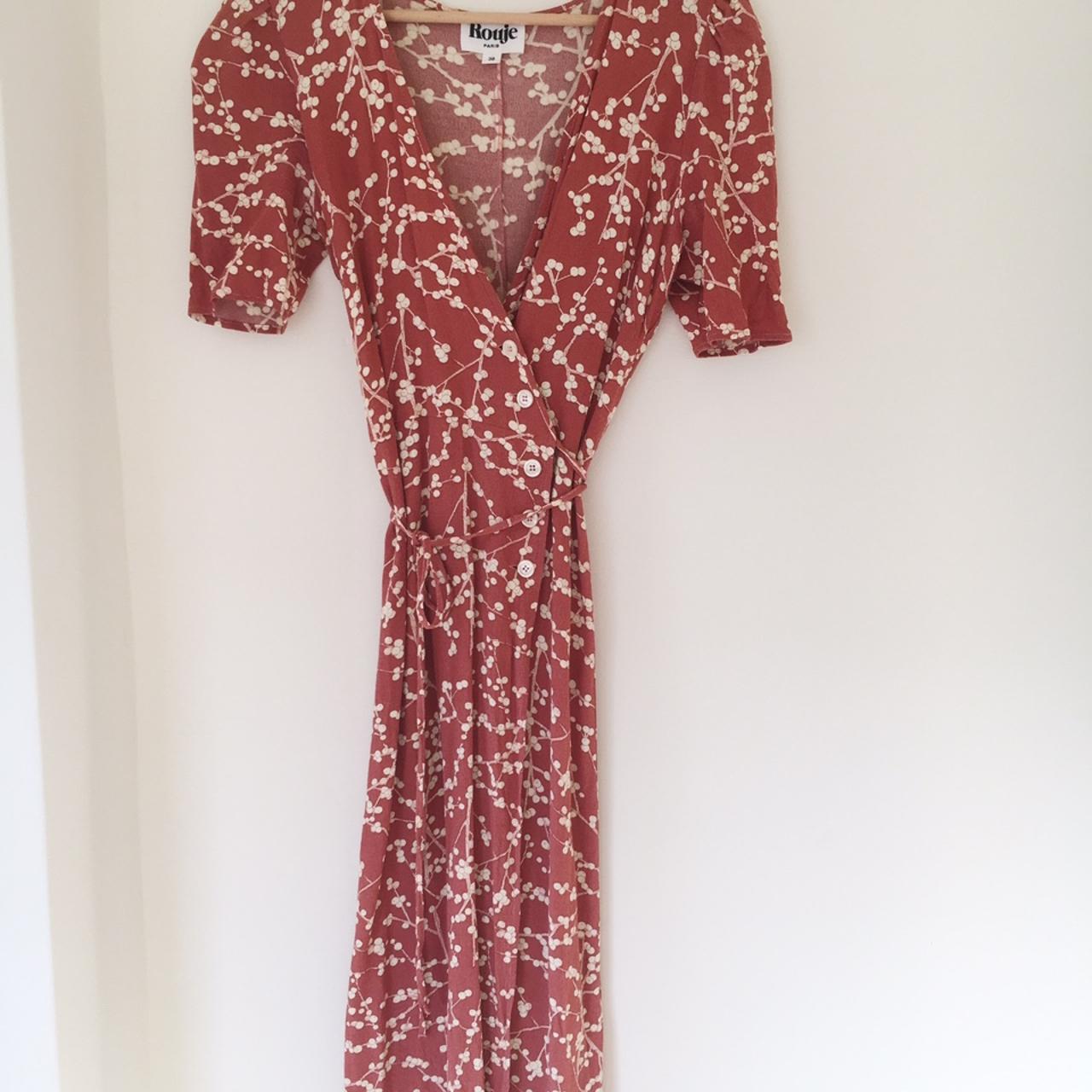 PENDING! Rouje Gabin dress in pink holly print. Size... - Depop