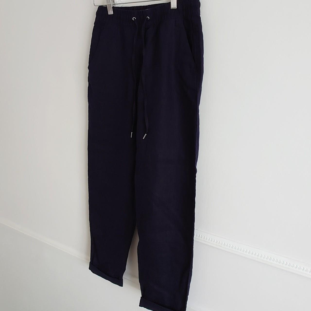 H&M Linen Joggers Dark blue/navy colour. Size... Depop