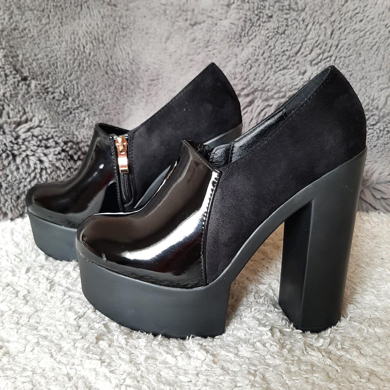 Brand new black faux suede/ faux patent leather... - Depop