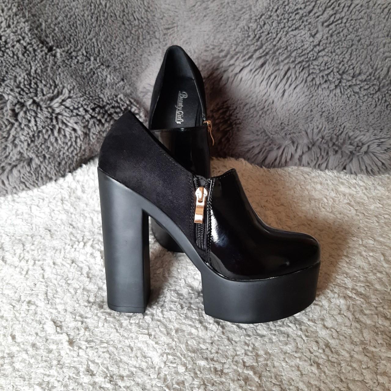Brand new black faux suede/ faux patent leather... - Depop