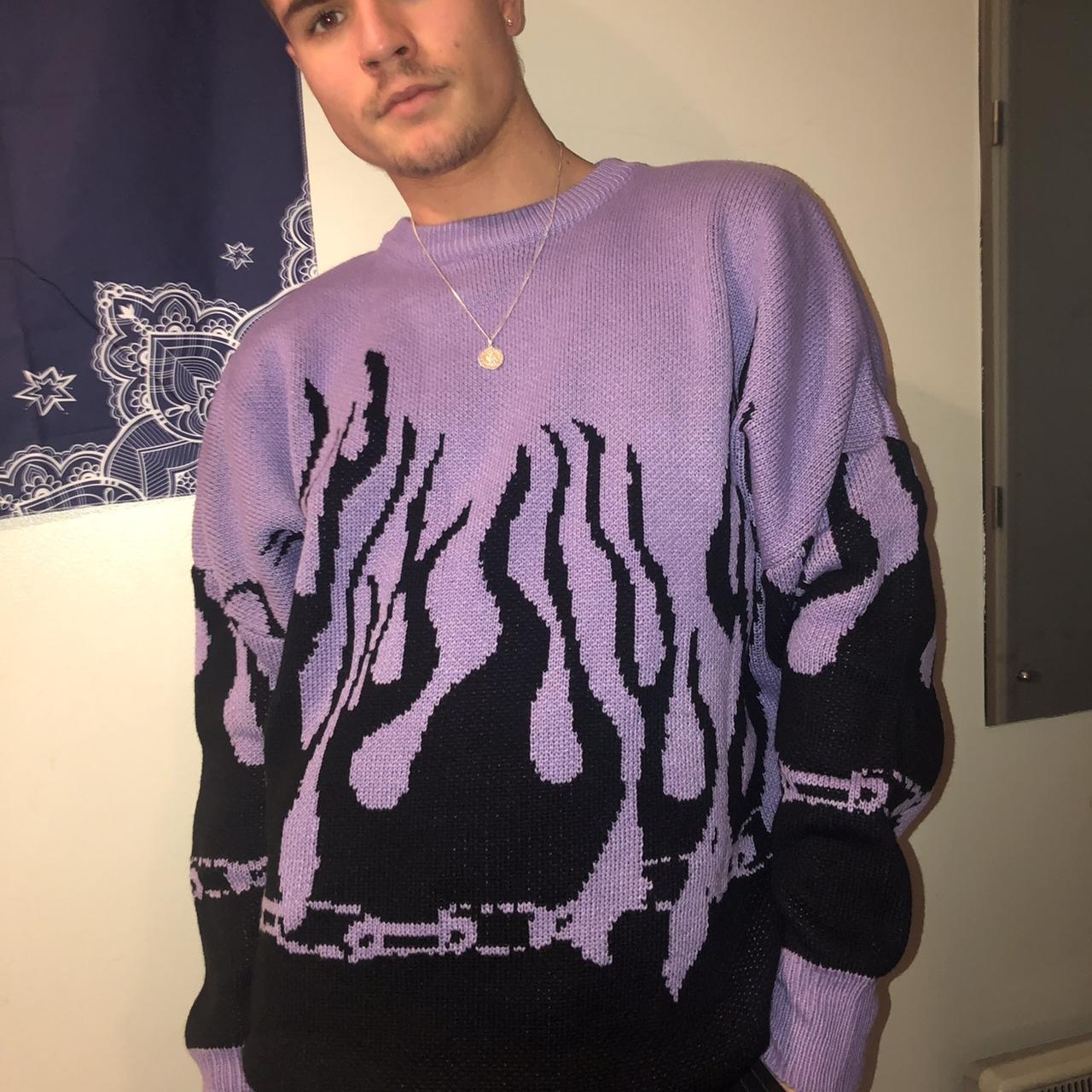 purple flame knitted sweater
