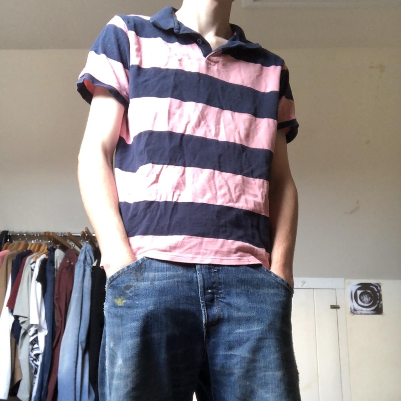 Primark Men's Pink and Navy Poloshirts Depop