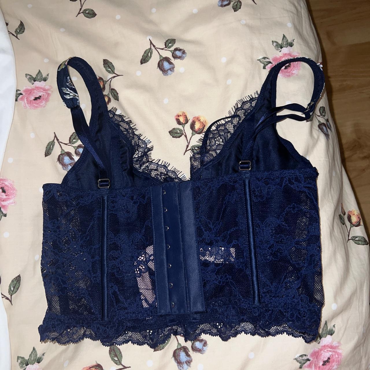 Victoria secret dream angels floral navy lace detail... Depop
