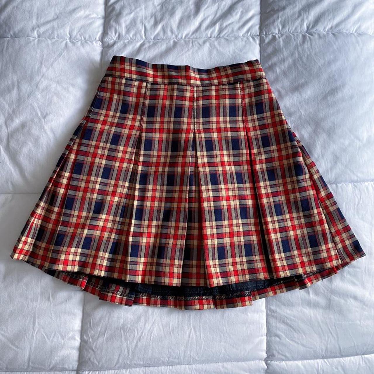cute plaid tennis pleated mini skirt with elastic... - Depop