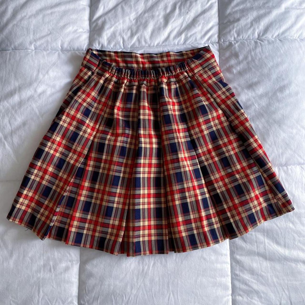 cute plaid tennis pleated mini skirt with elastic... - Depop