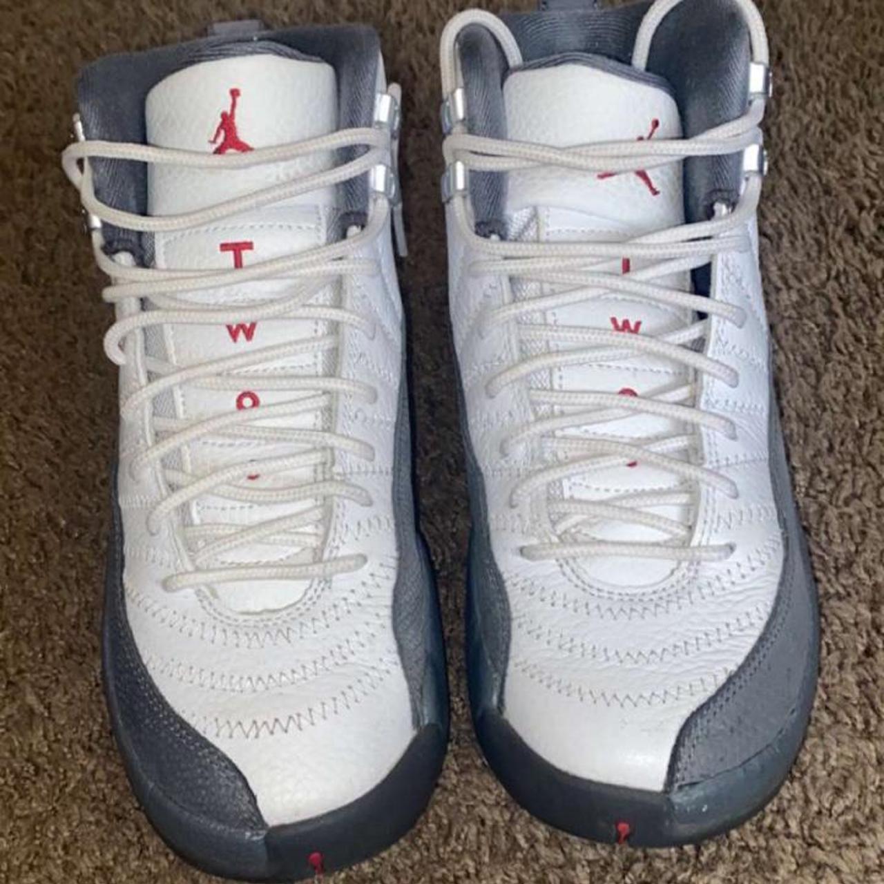 Jordan 12 Retro (White, dark grey) Good condition... - Depop